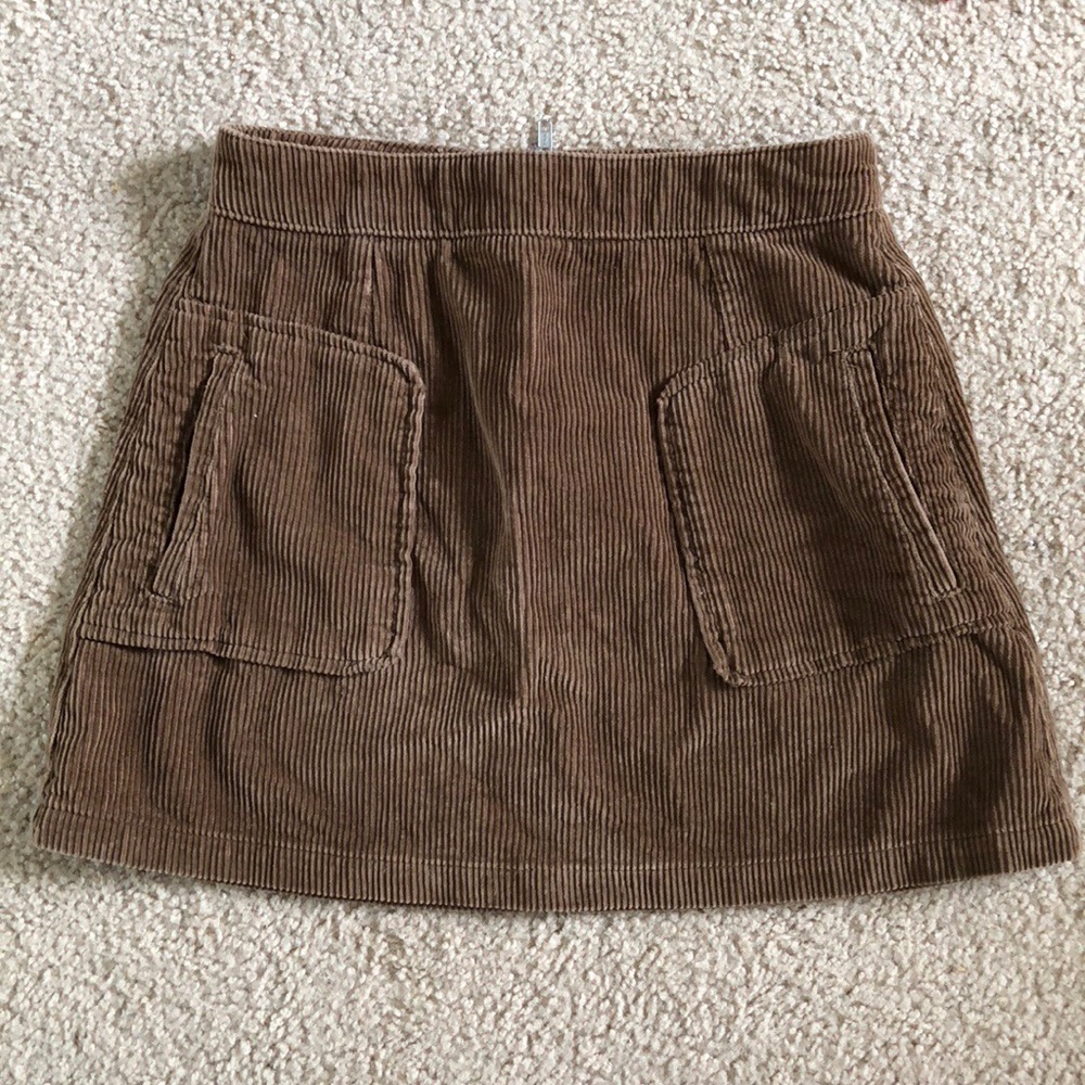 Topshop Brown Cord Mini Skirt